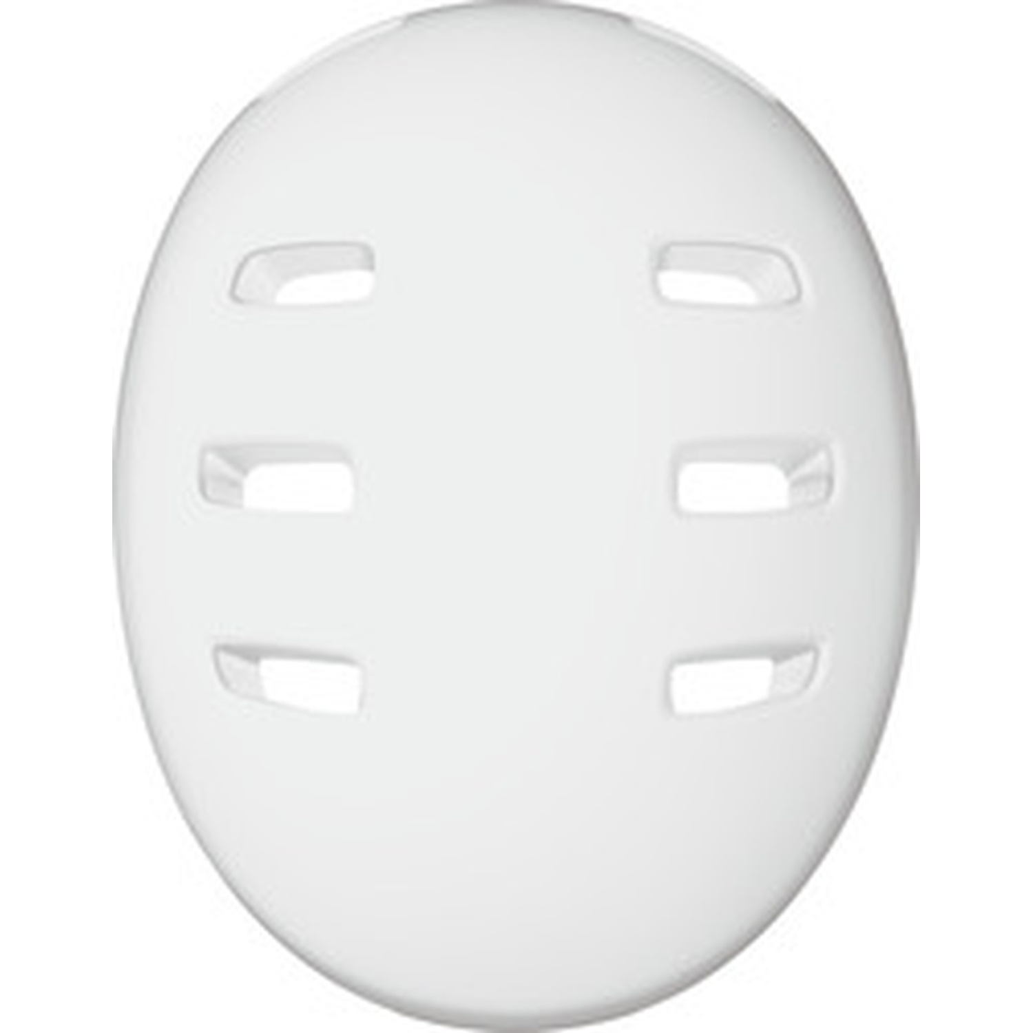 A white protective helmet featuring six ventilation slots on one side.