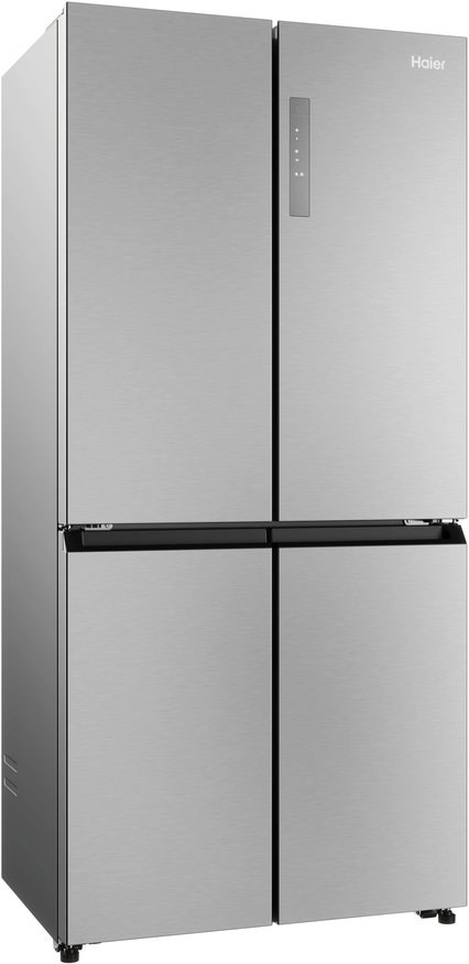 Moderne silberne Haier-Vier-Türen-Kühlschrankkombination.