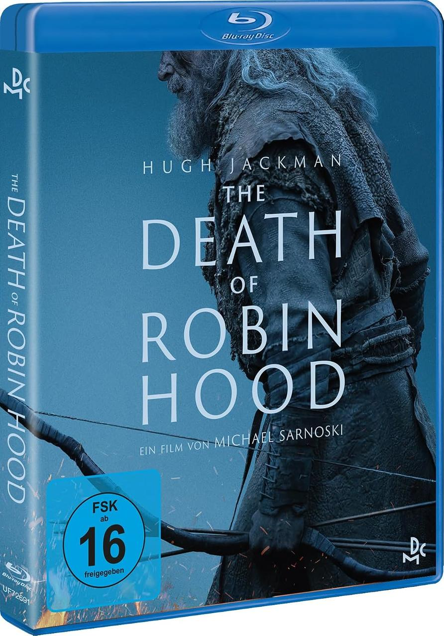 Blu-ray-Hülle von The Death of Robin Hood mit Hugh Jackman als älterem Bogenschützen.