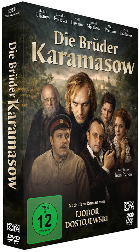 DVD-Cover des Films Die Brüder Karamasow mit fünf historischen Charakteren und Textdetails.
