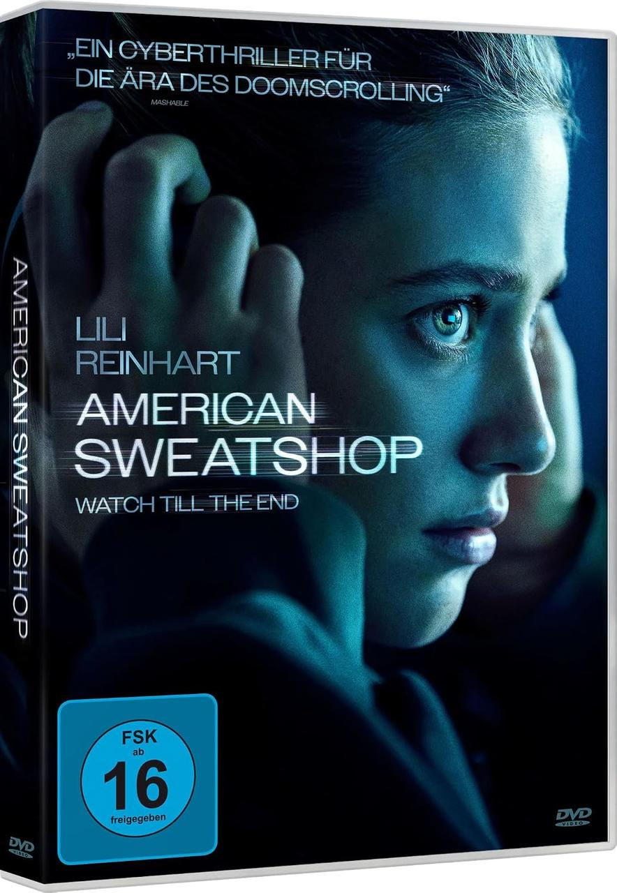 DVD-Cover von American Sweatshop mit Lili Reinhart, die ernst und blau beleuchtet schaut.