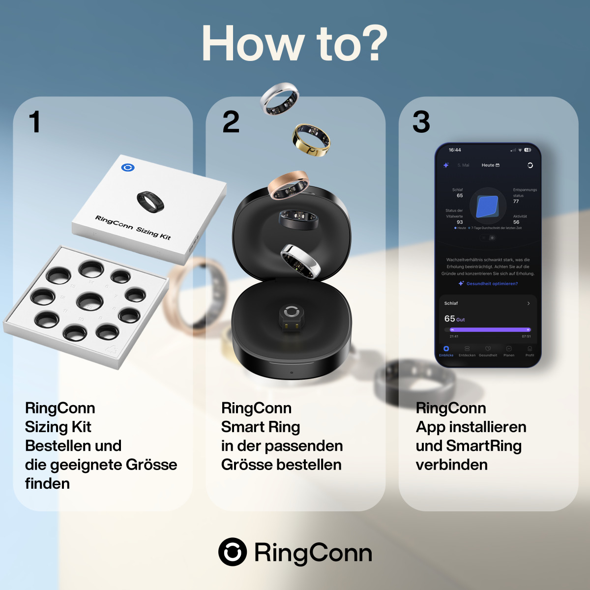 Istruzioni per la scelta della misura e la configurazione dell'app dello smart ring RingConn.