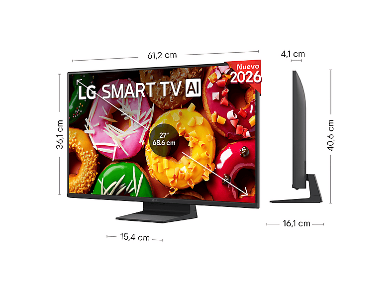 Televisor monitor LED LG 27LB70006LA, 27 pulgadas, Full HD, Smart TV, 2K 2026, webOS26 IA, procesador ?5 AI Gen9, 120 Hz, clase E, negro – imagen 2