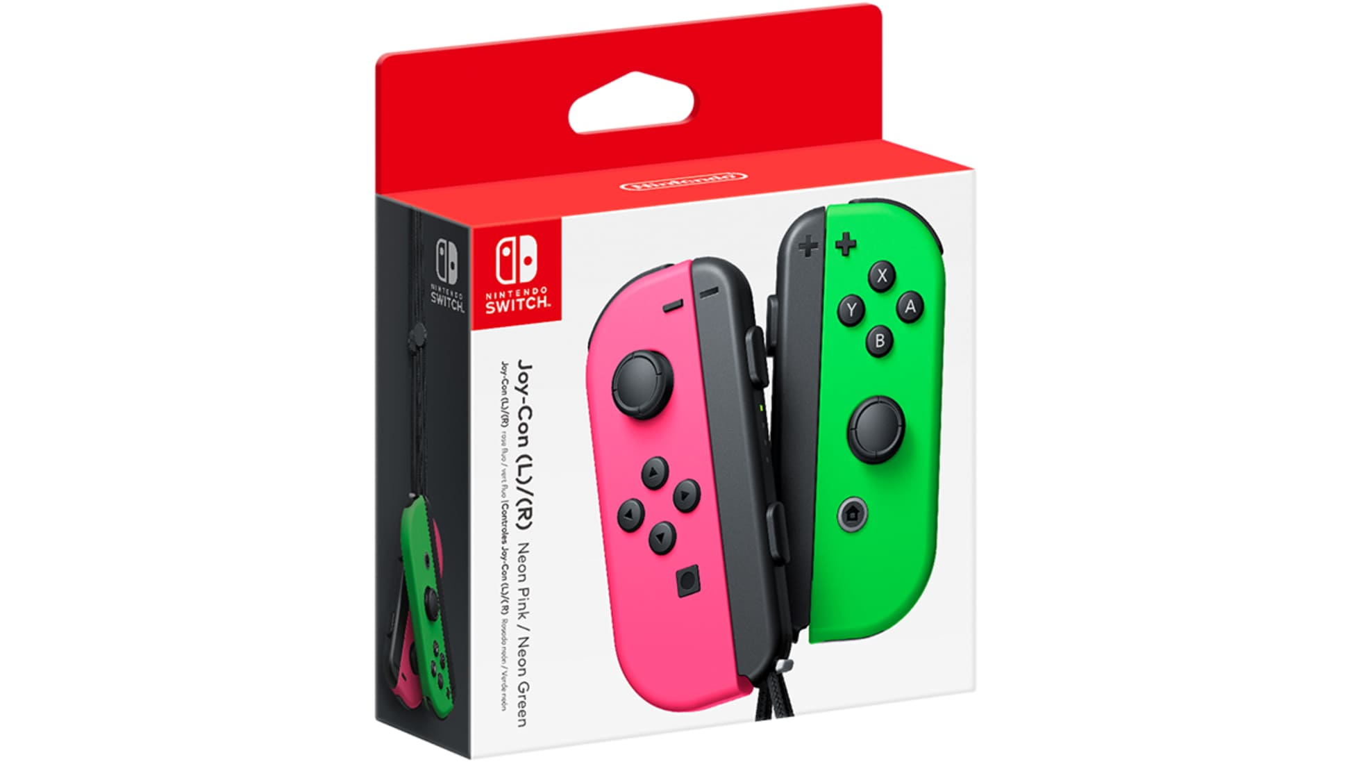 Confezione per controller Joy-Con Nintendo Switch in rosa neon e verde neon.