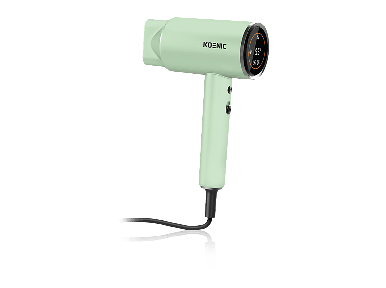Secador - KOENIC KHD 162426 Edición O, 4 Temperaturas, 2 Niveles de Ventilador, Pantalla LED, motor BLDC alta velocidad a 110 000 rpm, Verde