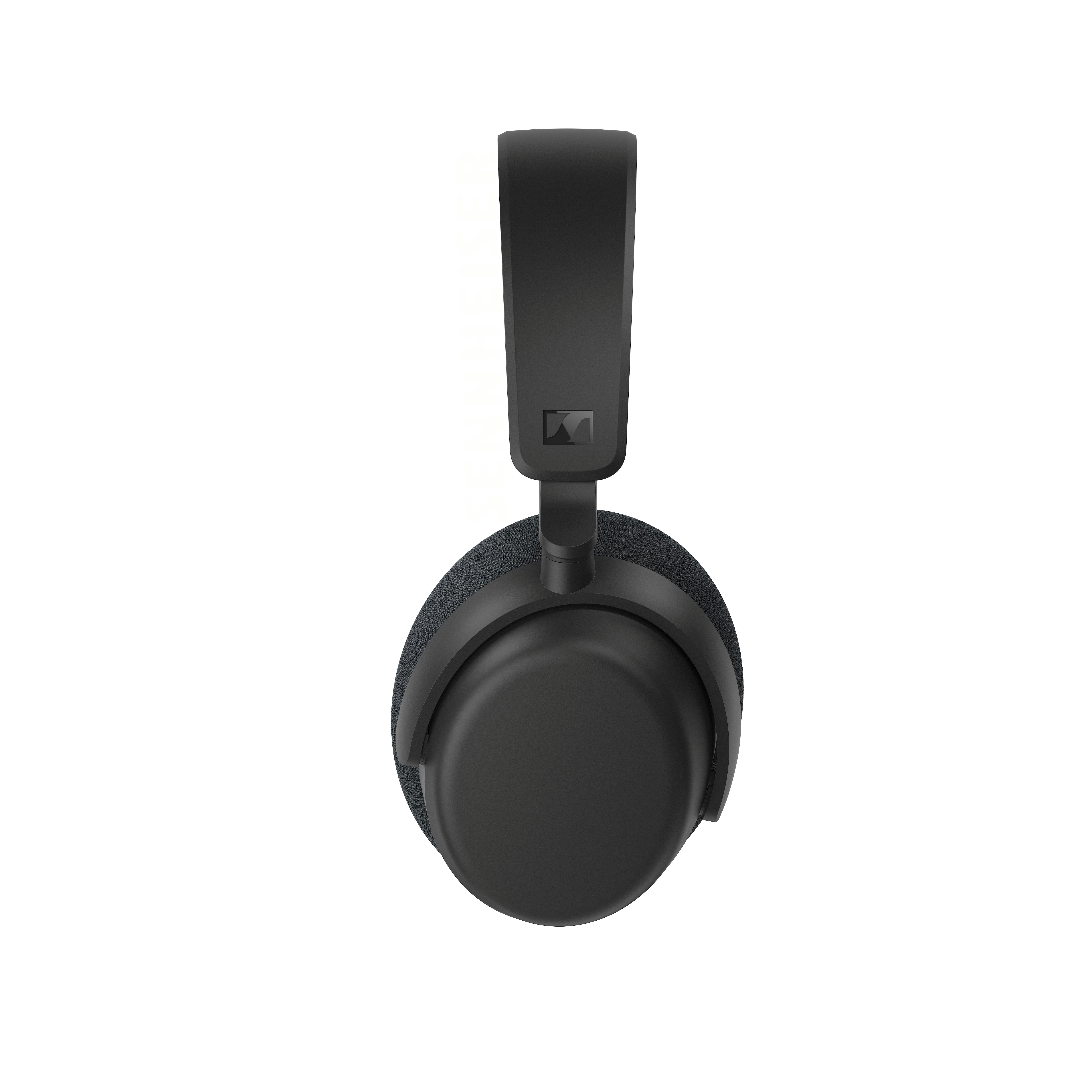 Schwarze Over-Ear-Kopfhörer mit gepolstertem Bügel vor weißem Hintergrund.