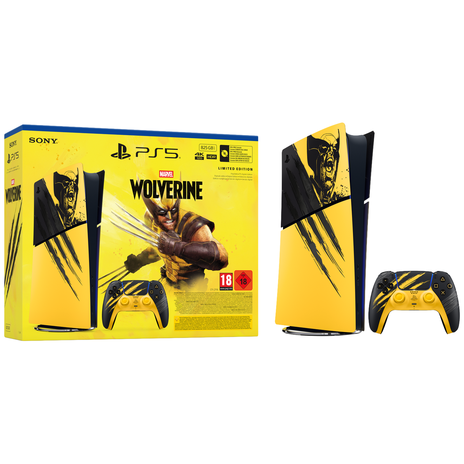 Sony Playstation®5 Digital Edition – Marvel's Wolverine Battle Yellow Limited Edition-bundel 825 Gb