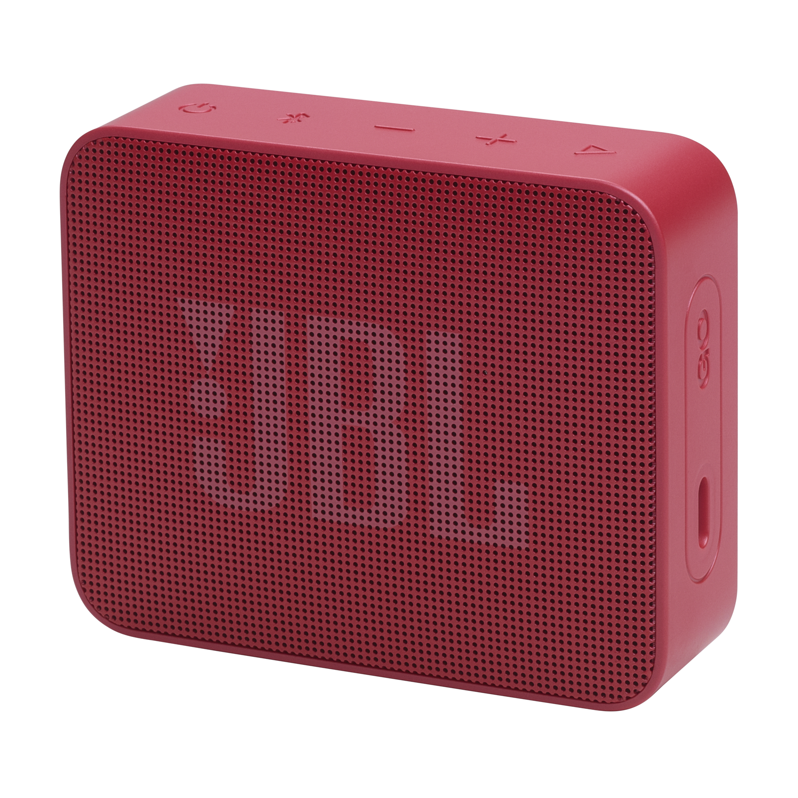 Siyah arka plan üzerinde kırmızı bir JBL Go taşınabilir kablosuz hoparlör.