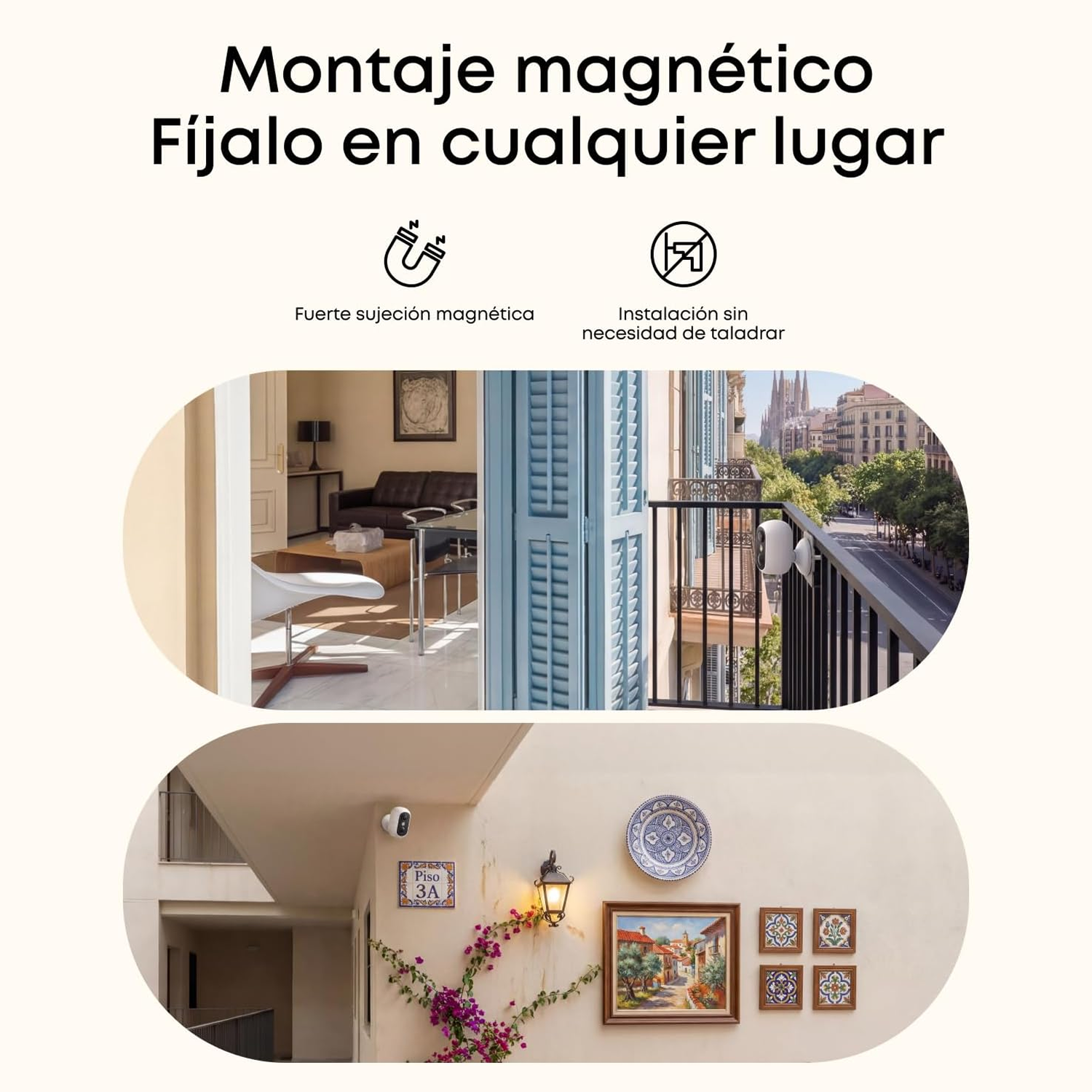 Montaje magnético, fíjalo en cualquier lugar. Fuerte sujección magnética. Instalación sin necesidad de taladrar.