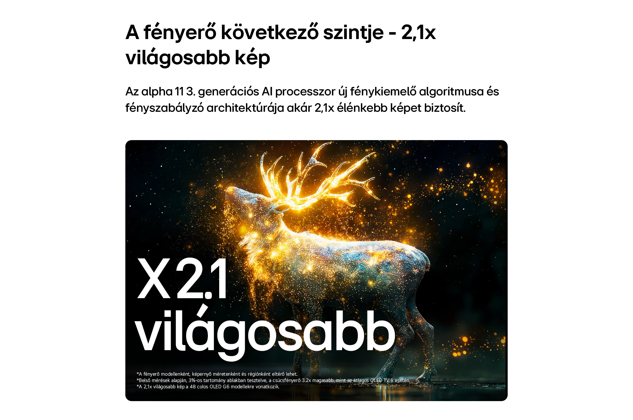 Arany fényrészecskékből álló, világító szarvas sötét háttéren, magyar felirattal.