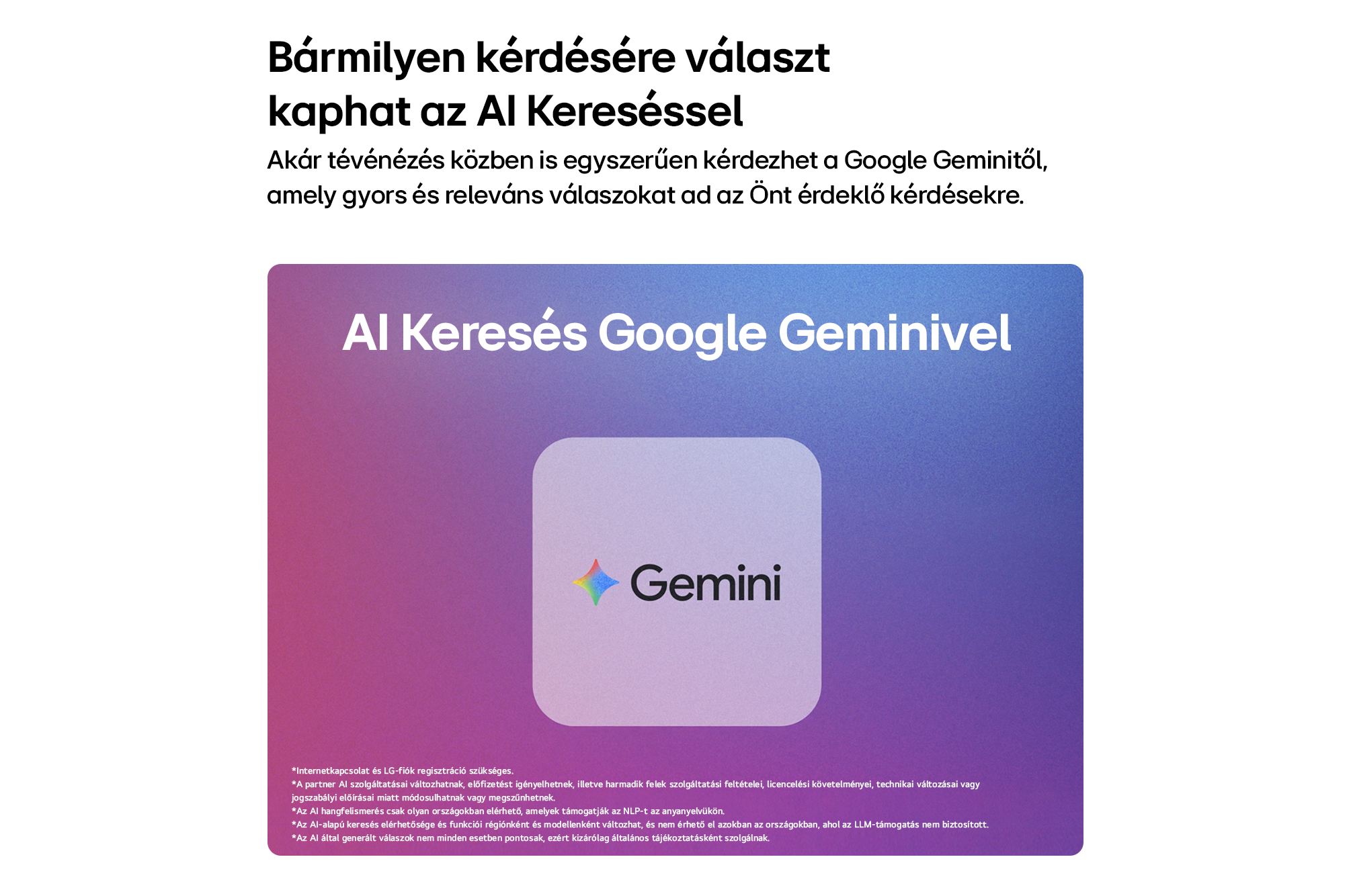 Promóciós kép a Google Gemini AI keresésről magyar nyelvű szöveggel.