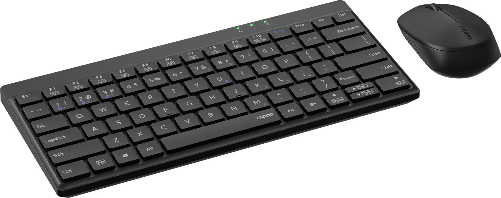 Un ensemble clavier et souris sans fil noirs sur fond blanc.