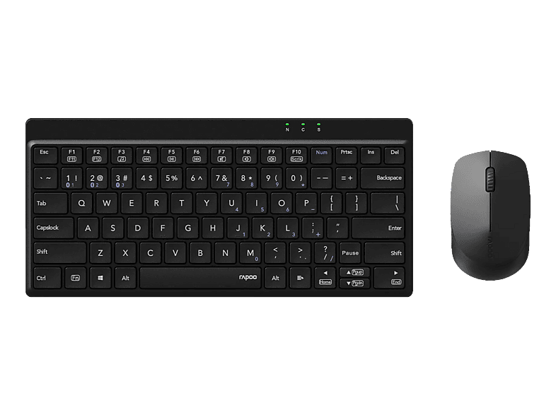 RAPOO 8000GT Wireless, Multimodus-Kombi-Set, Kabellos (Bluetooth 4.0/5.0, 2,4 GHz), Schwarz