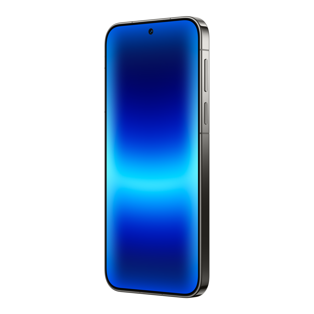 Siyah arka planda mavi ekranlı bir akıllı telefon.