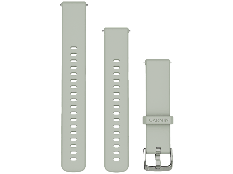 Garmin Bracelet de Montre en Silicone 18mm Dégagement Rapide Gris Sauge avec Boucle en Acier Inoxydable