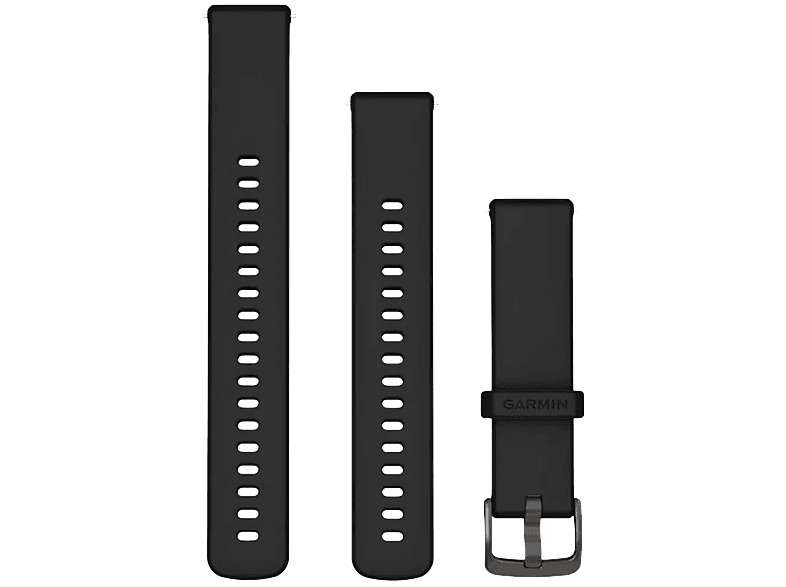 Bracelet de montre en silicone Garmin 20mm à dégagement rapide noir avec boucle gris ardoise