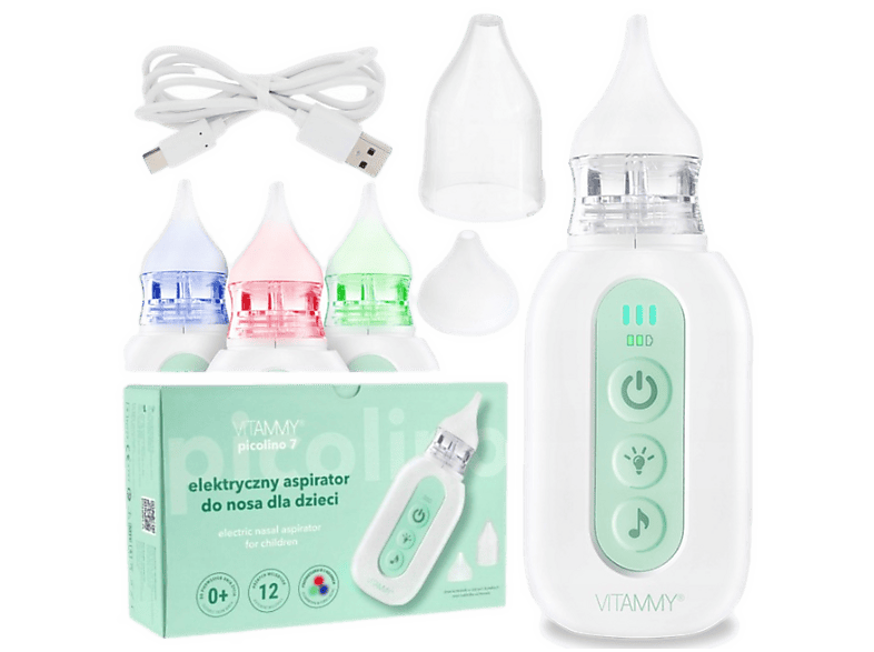 Aspirator elektryczny do nosa dla dzieci VITAMMY Picolino 7 Biało-zielony