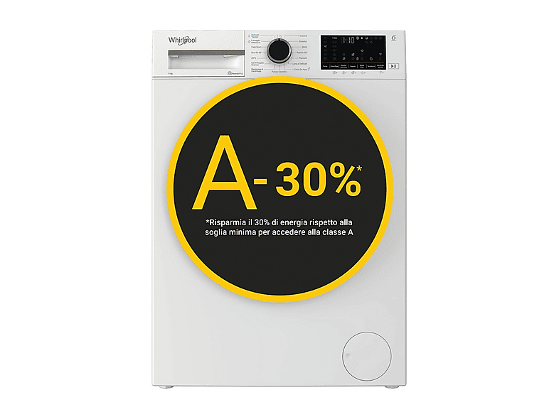 WHIRLPOOL WAM 949WB IT LAVATRICE, Caricamento frontale, 9 kg, 15 programmi, Profondità 58 cm, Giri 1400 rpm, Bianco, livello rumorosità centrifuga 75 dB(A), Classe A