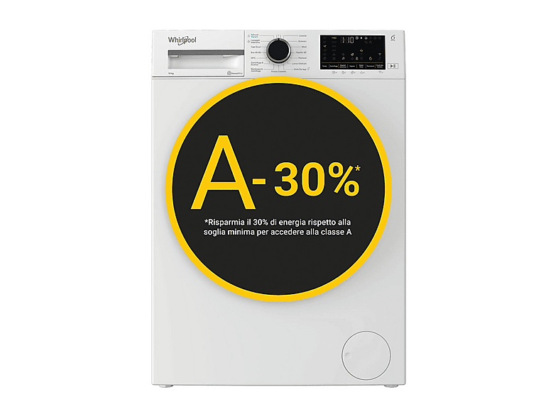 WHIRLPOOL WAM 049WB IT LAVATRICE, Caricamento frontale, 10 kg, 16 programmi, Profondità 58 cm, Giri 1400 rpm, Bianco, Classe A