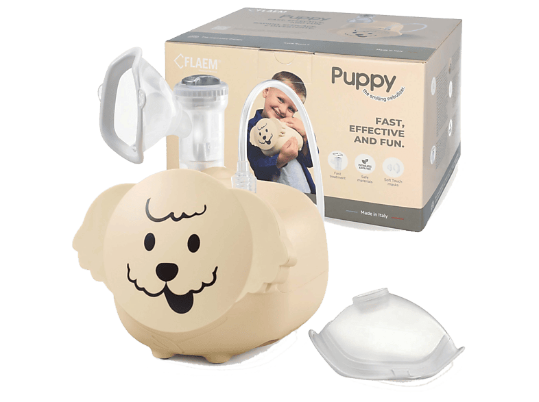 Inhalator dziecięcy FLAEM Puppy nebulizatorem RF8 + 2 maski Beżowy