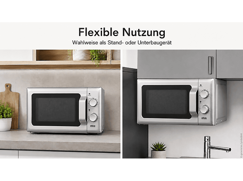 Silva-Homeline MWU 20.4 Mikrowelle (Freistehend mit Unterbaumöglichkeit, 17 l, Silber) — Foto 4 von 4