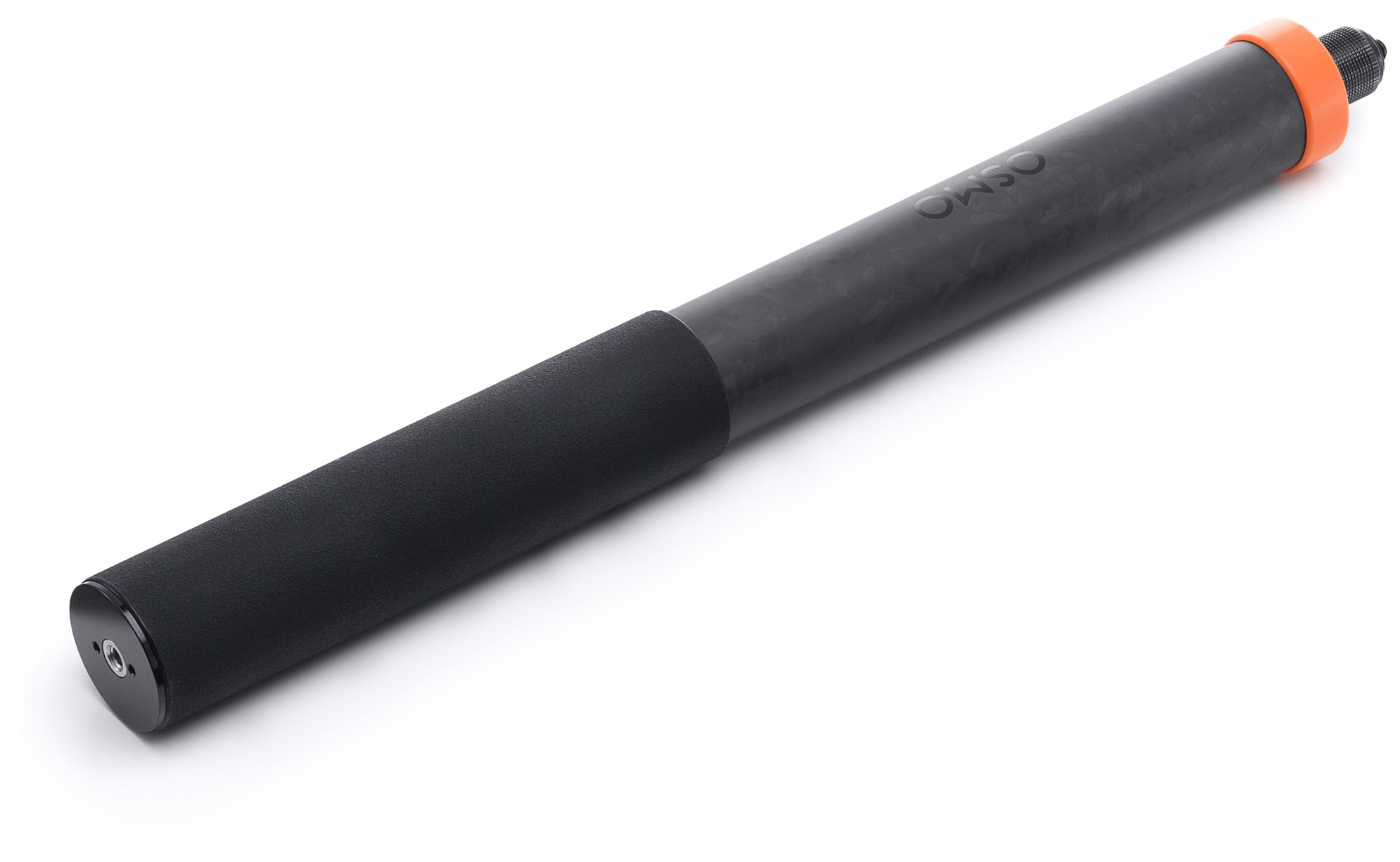Fekete DJI Osmo hosszabbító rúd habszivacs markolattal és egy narancssárga gyűrűvel a tetején.