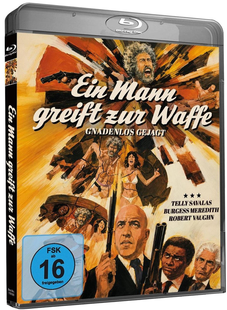 Blu-ray-Hülle des Films Ein Mann greift zur Waffe mit Action-Motiven.