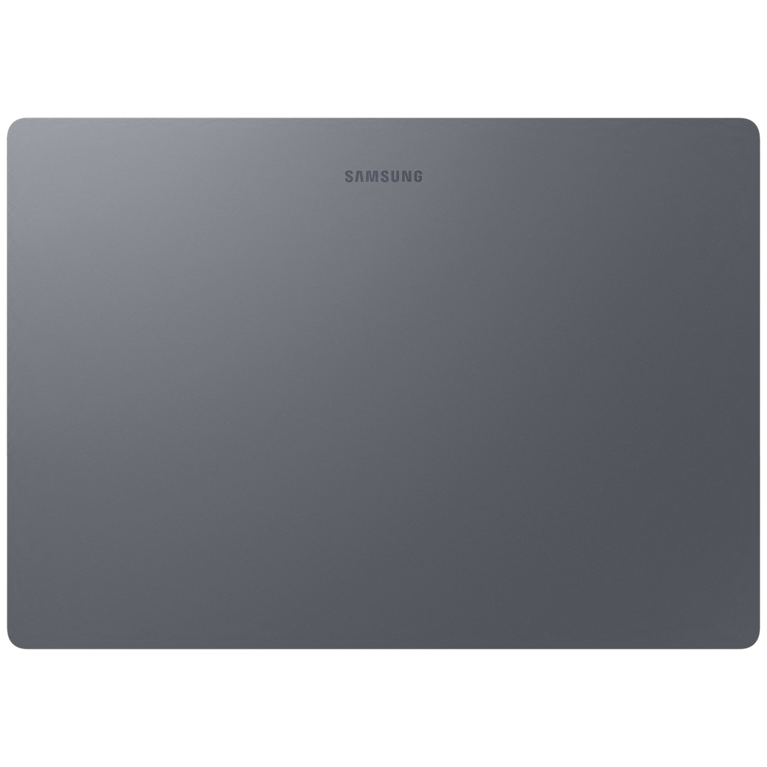 Een grijs Samsung-oppervlak met het Samsung-logo gecentreerd bovenaan.
