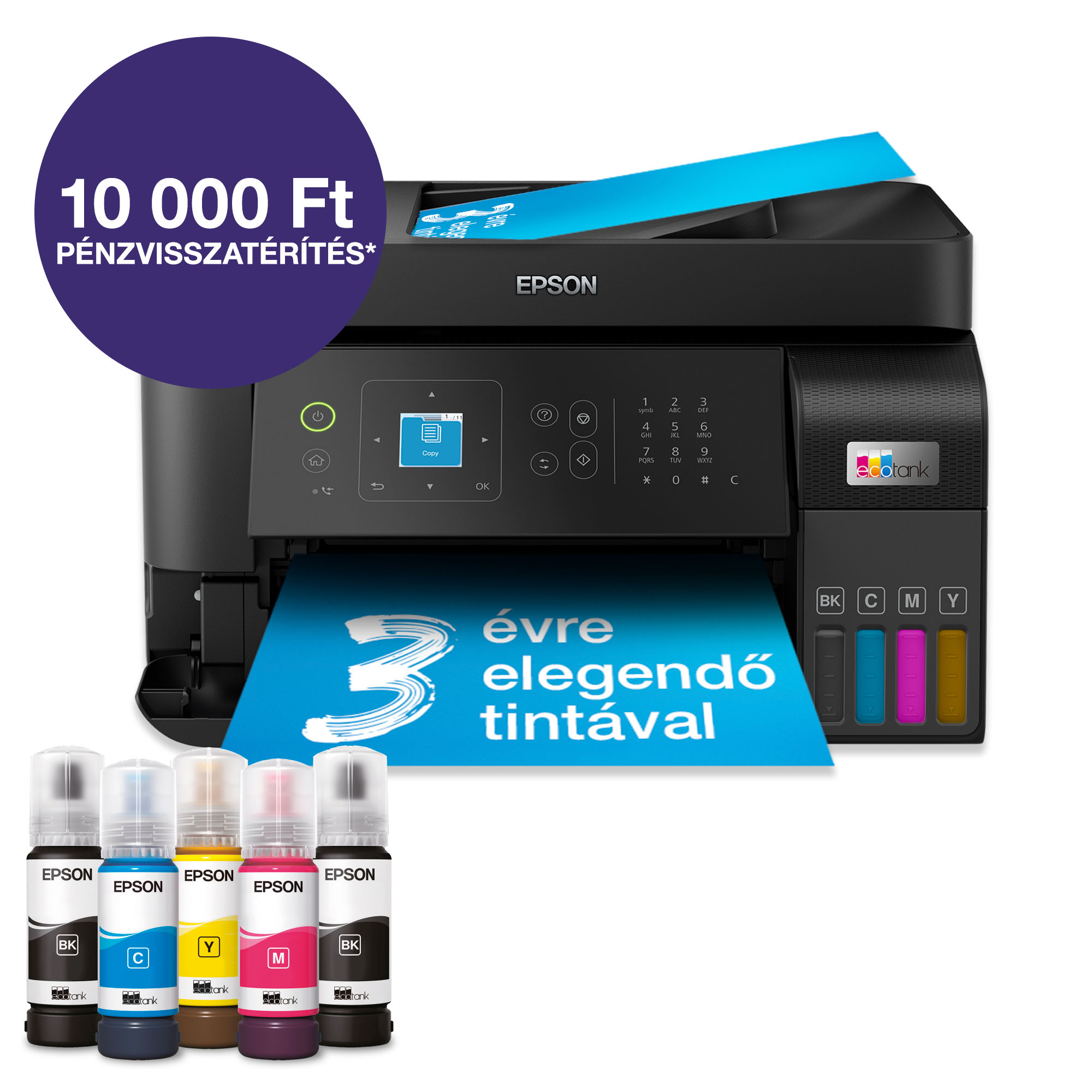 EPSON EcoTank L5590 multifunkciós színes Wifi/LAN külső tintatartályos tintasugaras nyomtató (C11CK57403)