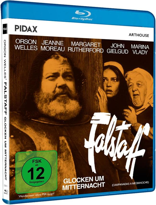 Blu-ray-Hülle des Films Falstaff mit Orson Welles, Jeanne Moreau und anderen Schauspielern in historischen Kostümen.