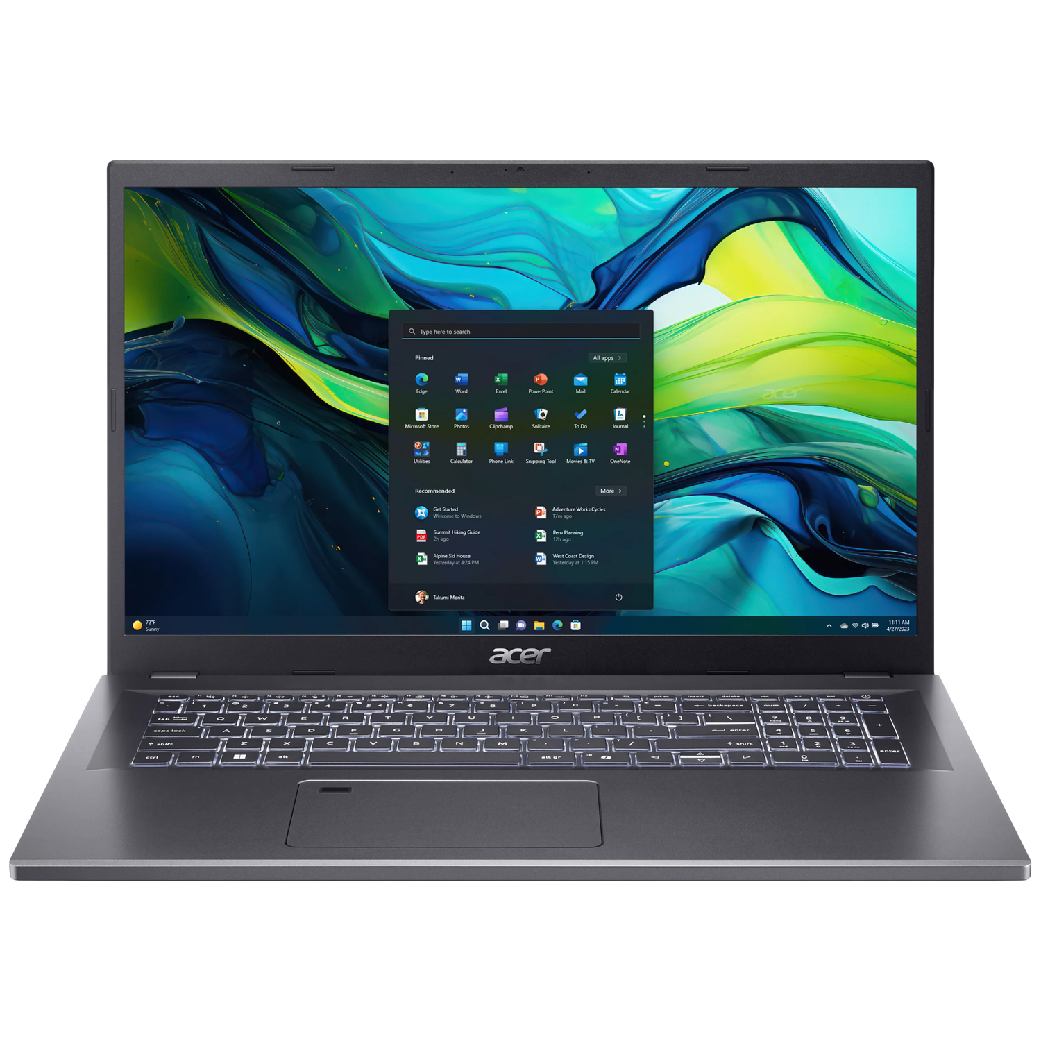 ACER Aspire 17 Pro A17-51M-79Y4 - 17.3 inch - Full HD - Intel Core 7 150U - 16 GB - 512 GB - Windows 11 Pro