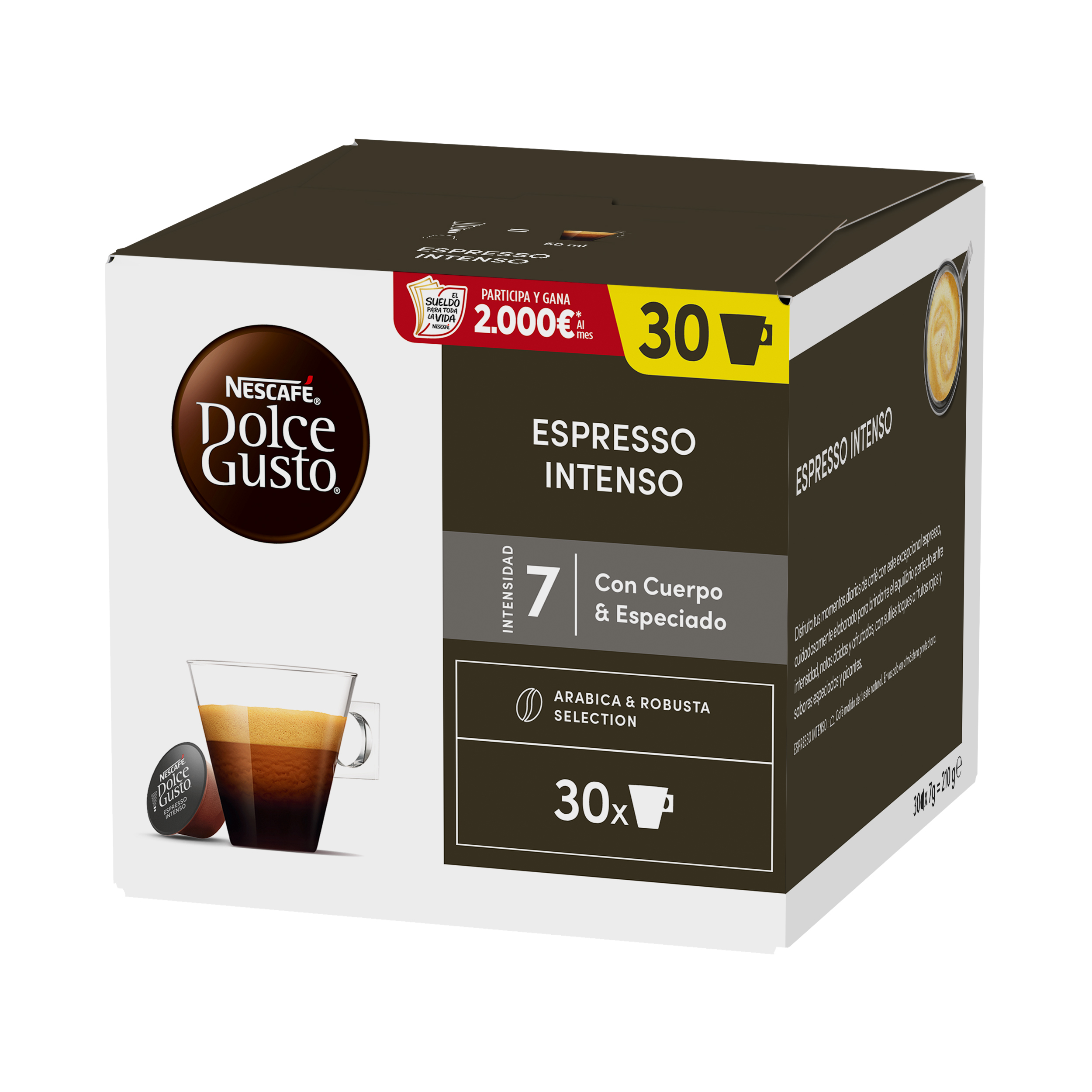 Caja de cápsulas de café Nescafe Dolce Gusto Espresso Intenso para 30 tazas.