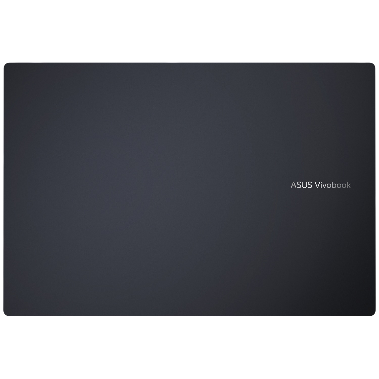 Couvercle d'ordinateur portable Asus Vivobook gris foncé avec logo argenté.