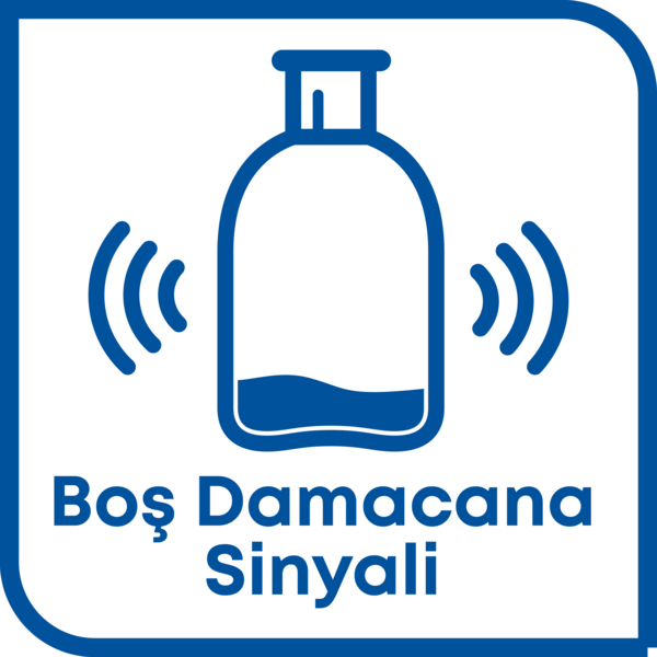 Yanlarında ses dalgaları olan boş bir damacana simgesi ve altta Boş Damacana Sinyali yazısı.