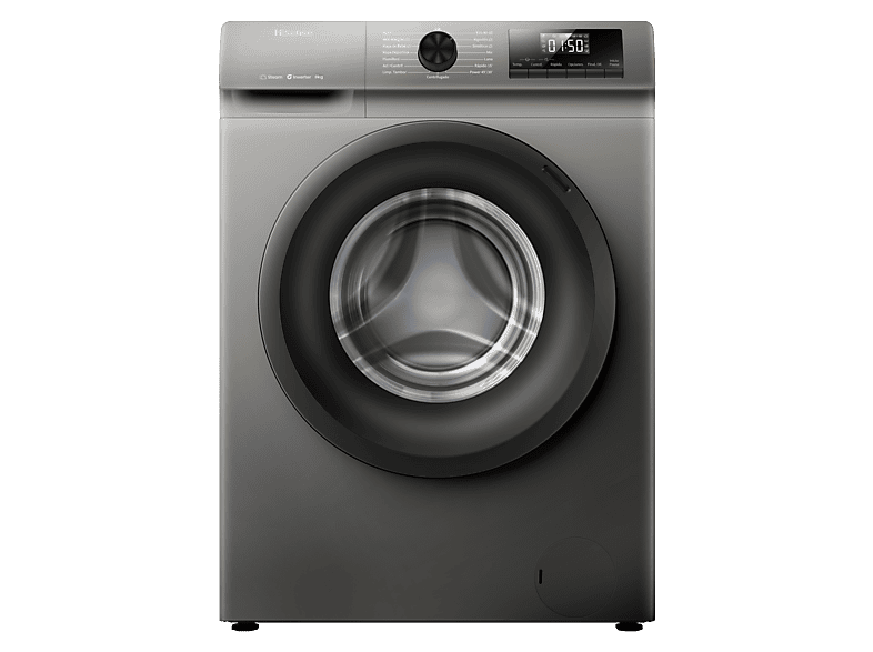 Lavadora carga frontal - Hisense WF1Q8041BT, 8 kg, 1400 Rpm, Función Vapor, Pausar & Añadir, Gris