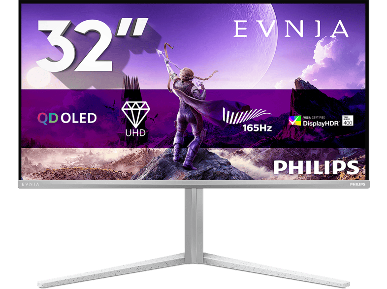 PHILIPS 32M2N6901A/00 31,5 Zoll Monitor, UHD 4K, 0,03 ms Reaktionszeit, 165 Hz, Weiß