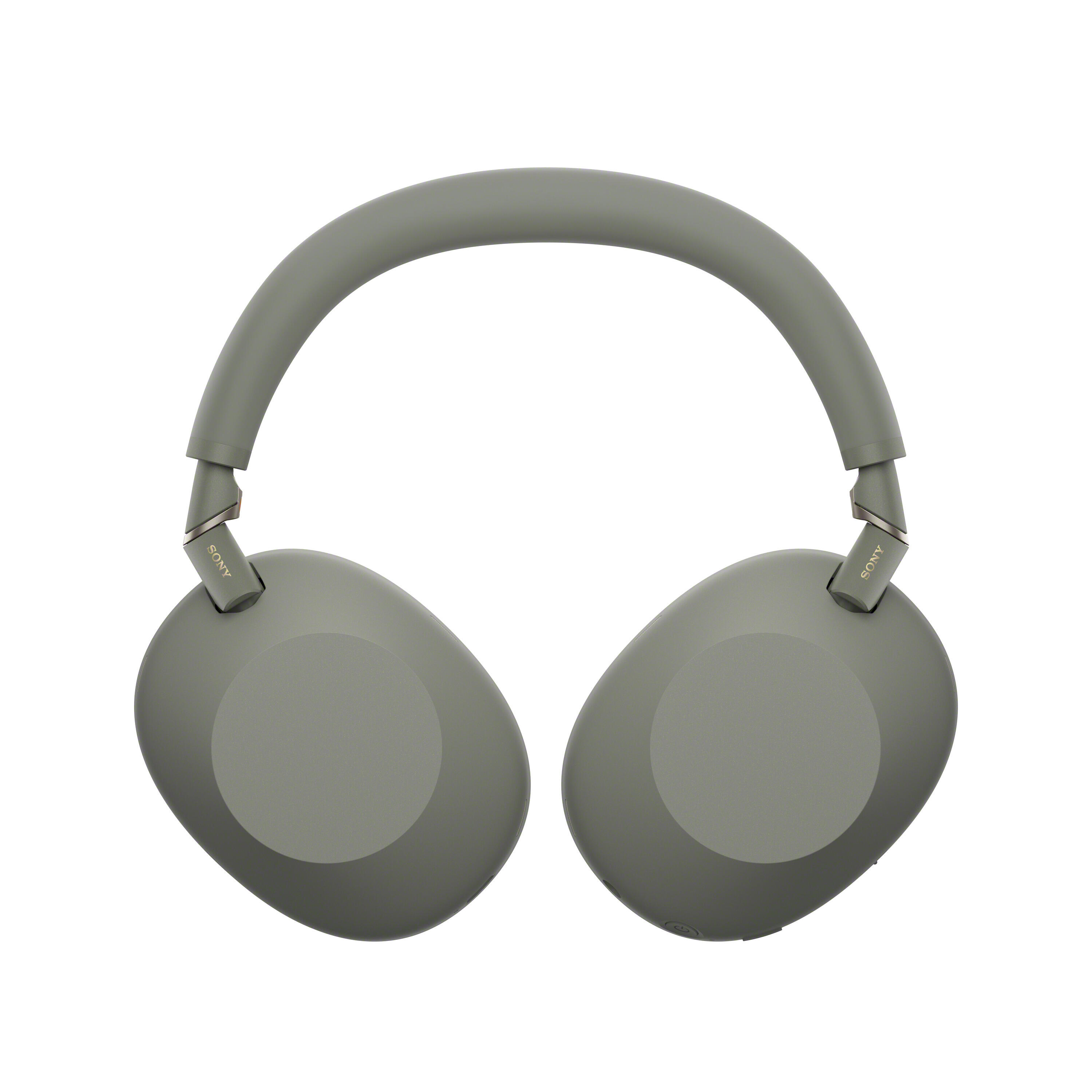 Auriculares inalámbricos Sony grises sobre fondo blanco.