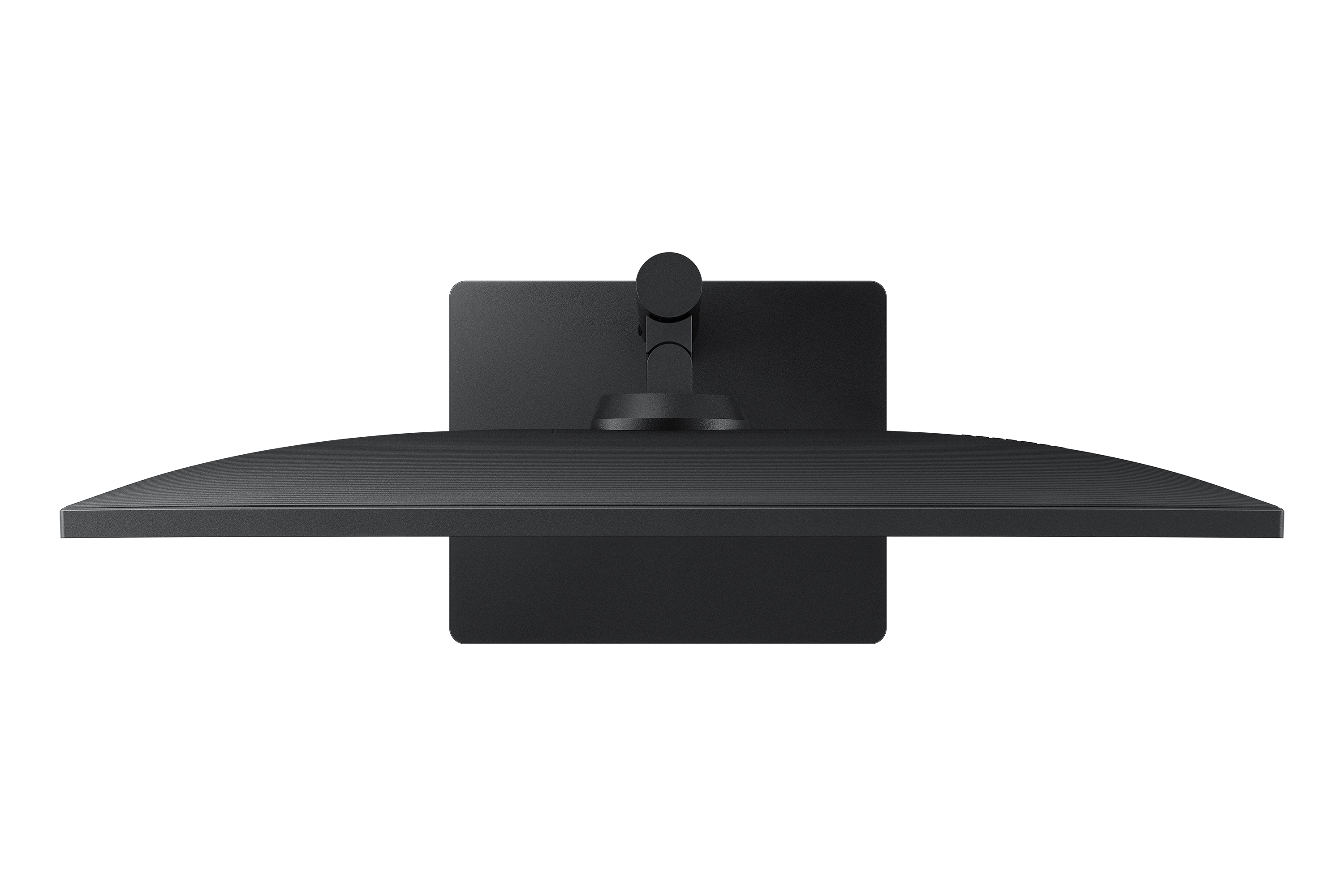 Top view of a black monitor against a black background.