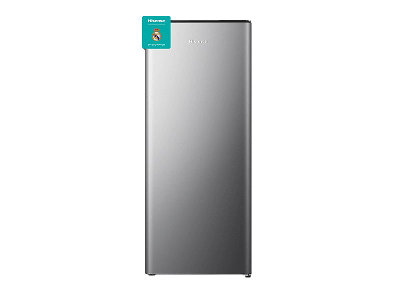 Frigorífico una puerta - Hisense RR220D4BDE, Cíclico, 126.5 cm, 165 L, Balconera XXL, Cajón frutas y verduras, Inox