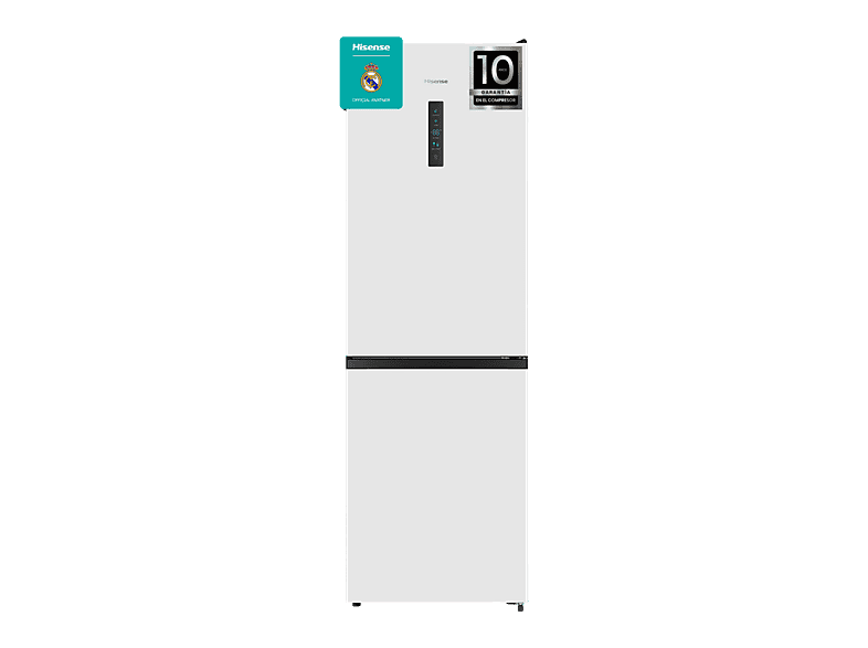 Frigorífico combi - Hisense RB390N4BWC, No Frost, 186 cm, 304 l, Apertura 90º, Motor Inverter, Blanco