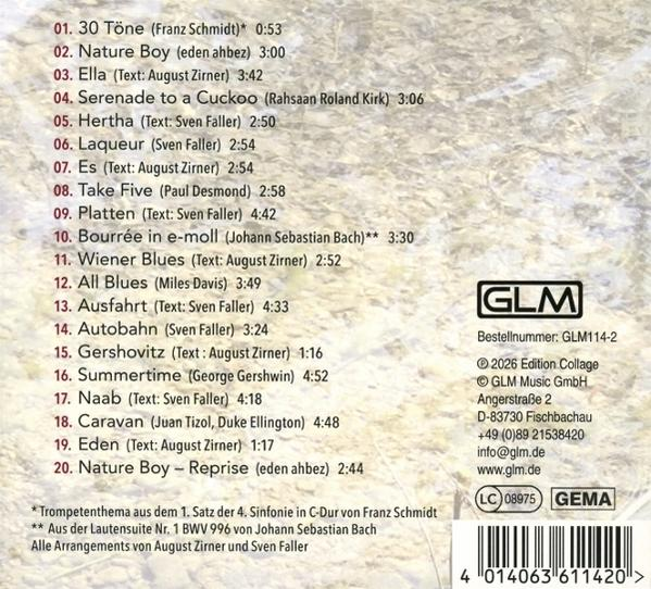 Rückseite einer Musik-CD mit roter Trackliste, Verlagsinfos und Barcode auf beigem Hintergrund.
