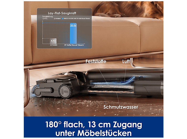 Tineco Floor One S9 Artist Boost Preimum Nass- und Trockensauger und Dampfreiniger, Braun — Foto 3 von 5
