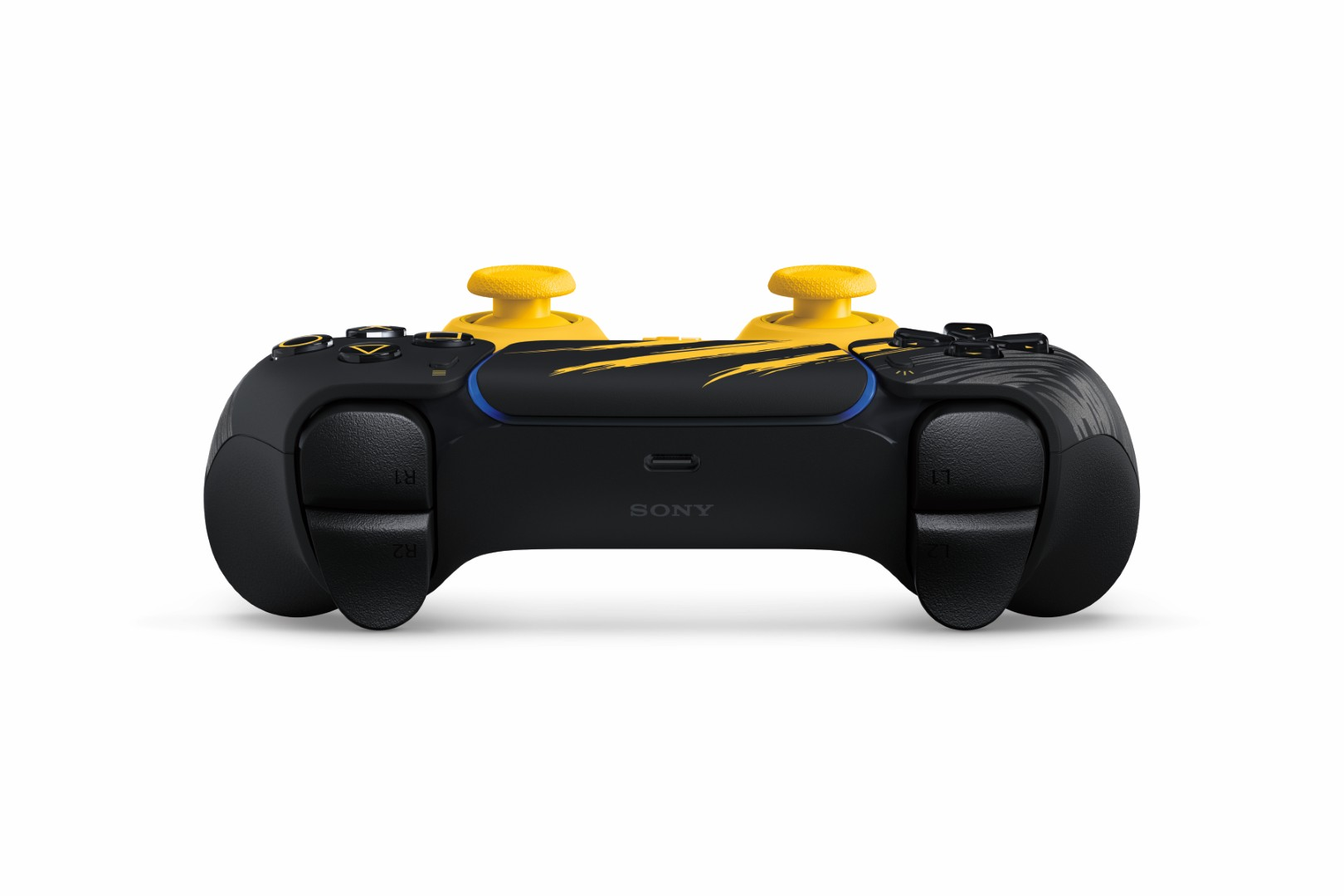 Czarny bezprzewodowy kontroler PlayStation DualSense Edge z ###tymi dr##kami i akcentami, bia#e t#o.
