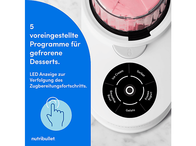 nutribullet NBD 0503W CHill Eismaschine inkl. 3 Becher (500 Watt, 450 ml, Weiß) — Foto 4 von 5