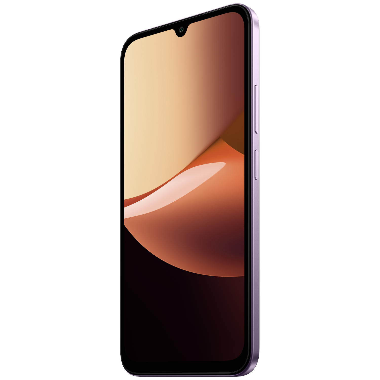 A purple smartphone with a colorful screen on a black background.