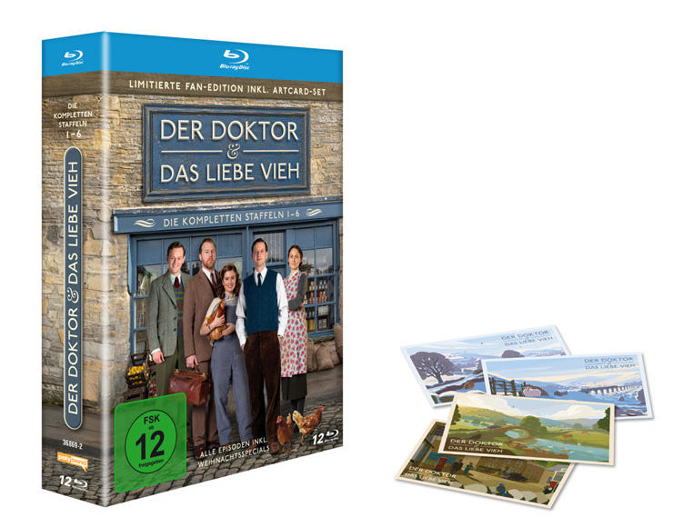 Blu-ray-Box der Serie "Der Doktor & das Liebe Vieh" mit Artcards.
