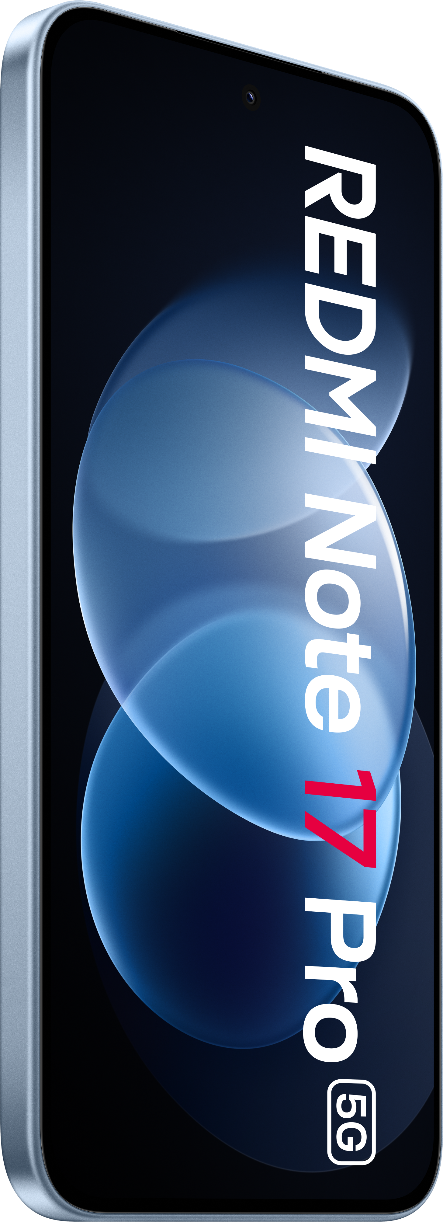 Blaue Redmi Note 17 Pro 5G Smartphone Anzeige.
