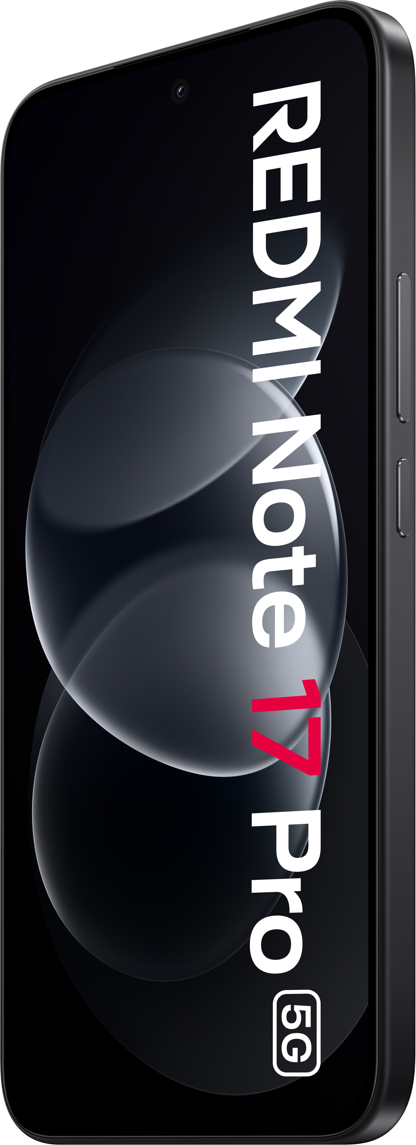 Ein Redmi Note 17 Pro 5G Smartphone zeigt ein schwarzes Display mit Text.