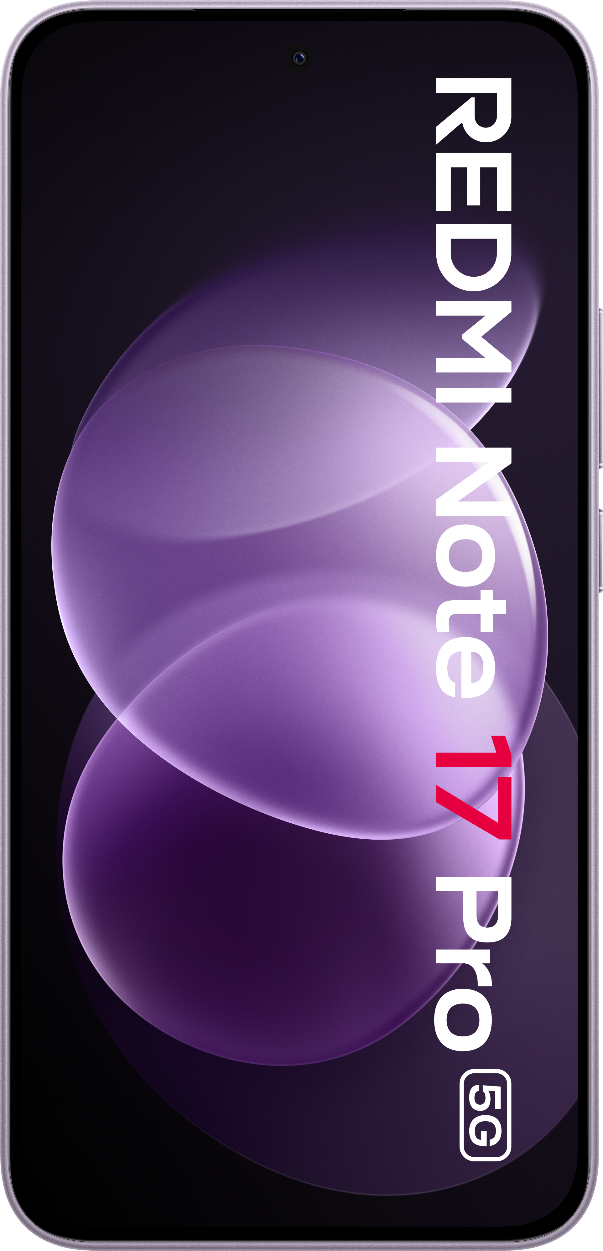Ein Smartphone mit violettem Hintergrund und dem Text 'REDMI Note 17 Pro 5G'.