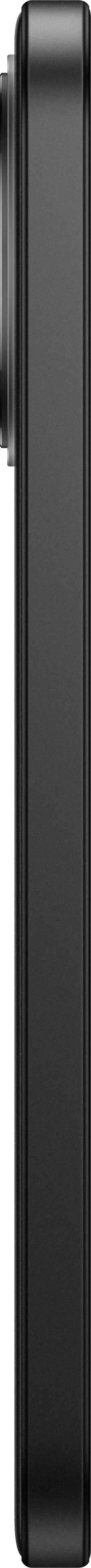 Seitenansicht eines dunklen Smartphones mit flachem Rahmen und leichtem Kameracap.